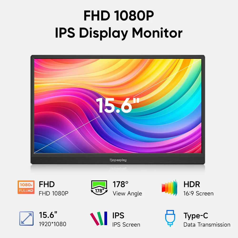 DOPESPLAY Full HD 15.6" Portable Monitor with Integrated Stand