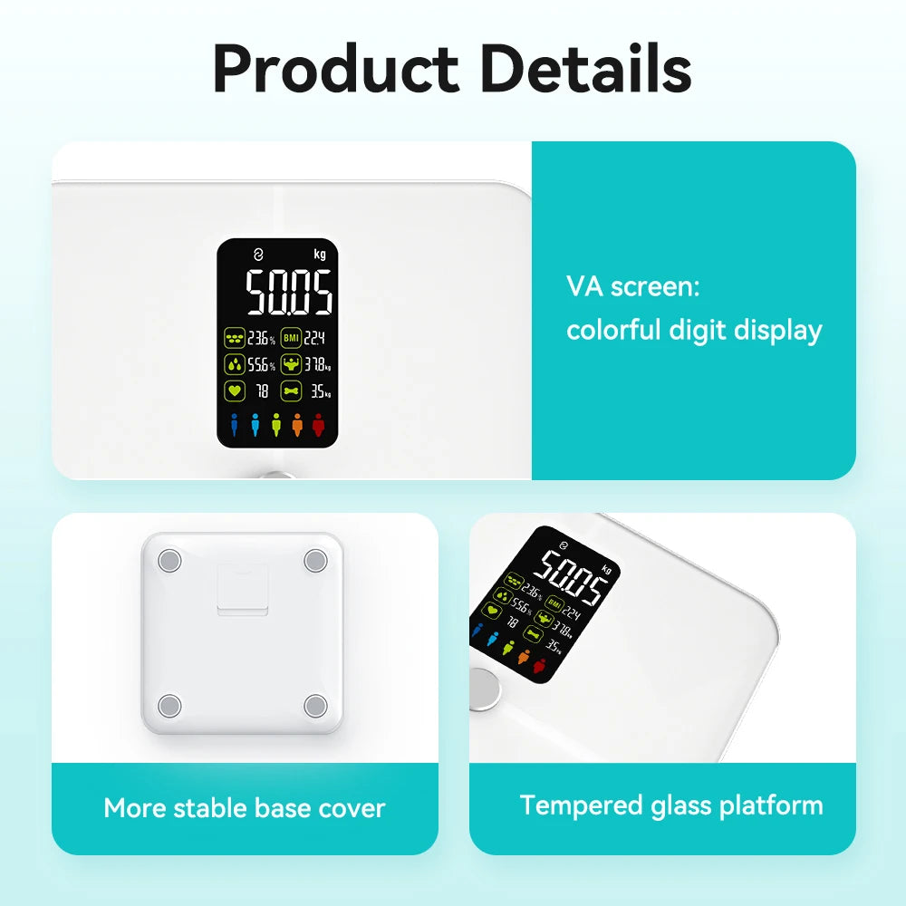 FITDAYS Bluetooth Smart Body Fat Scales - White