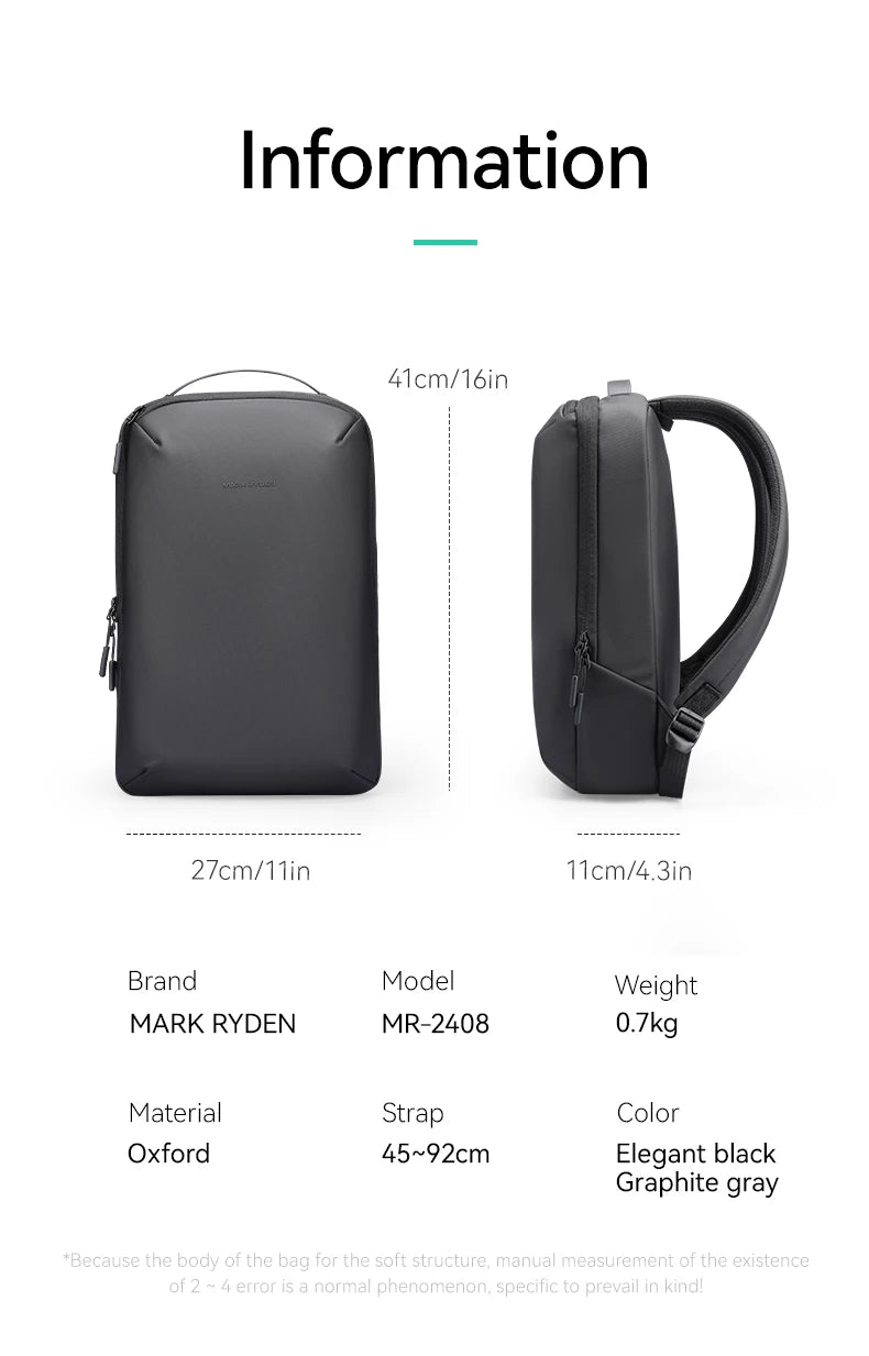 MARK RYDEN MR2408 Lightweight Business Travel Backpack